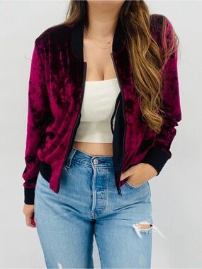 Betsey Johnson Velvet track bomber jacket